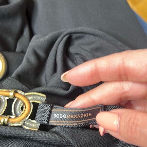 BCBG Max Azria Asymmetrical Drape Black Blue Dress (022) - Picture 14 of 15